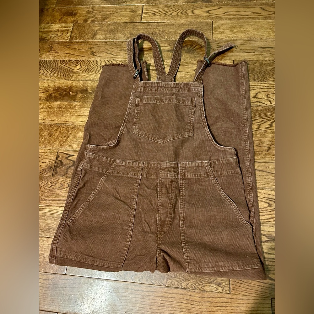Aerie Werk & Play Corduroy Overalls Brown/Burgundy Size Small